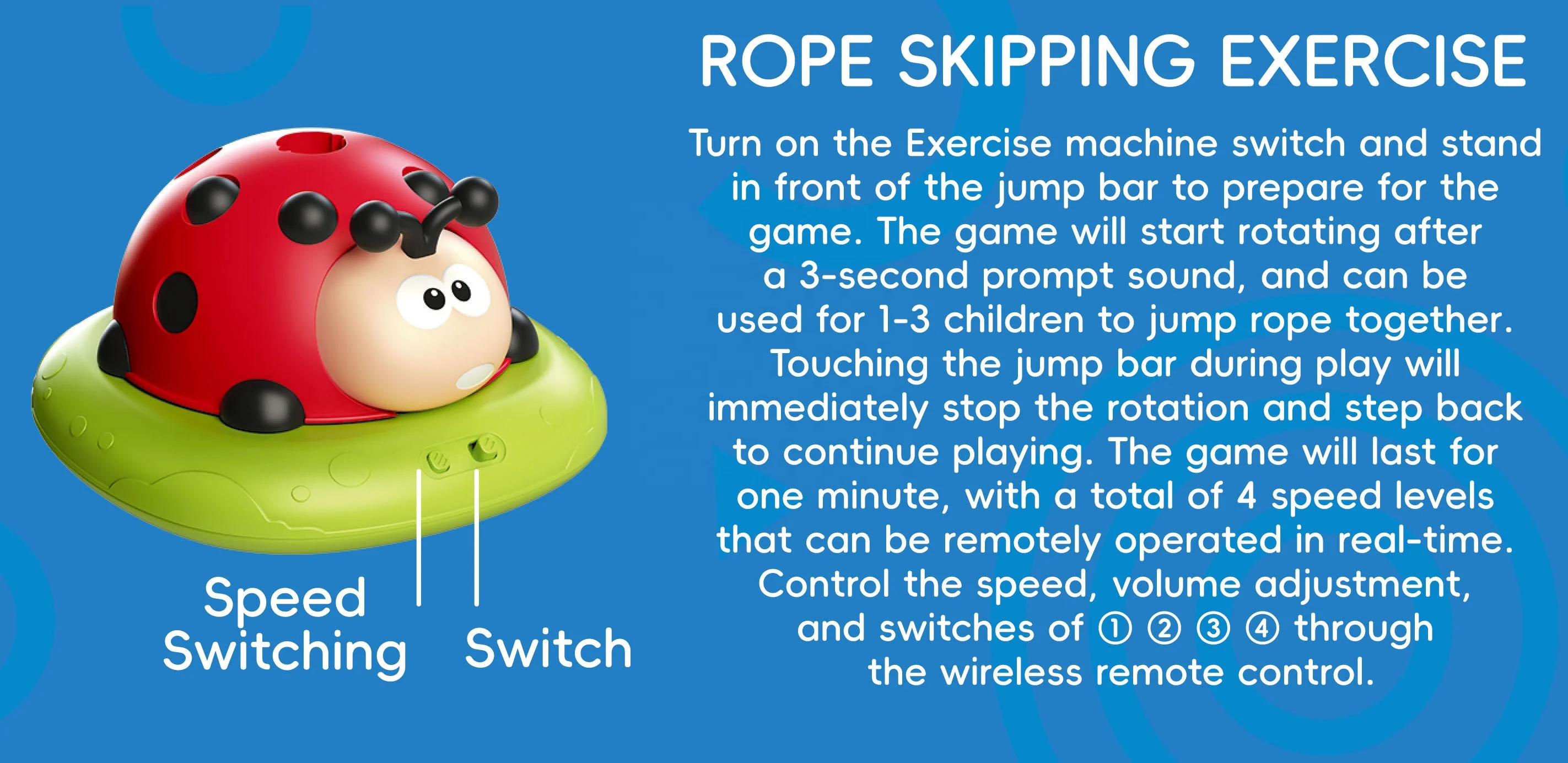 3-in-1 Multi-Game Entertainment Set for Kids - RC Ladybug Machine, Rocket Launcher, and Ring Toss Jump Toys