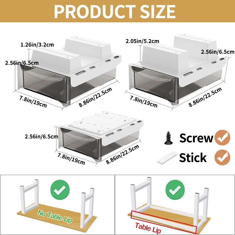 Single-Tier Self-Adhesive Desktop Organizer Wood Acrylic Storage Box Metal Tray Rack Holder Office Home Use Table Management