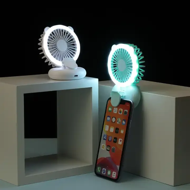 Factory Wholesale Mini Portable Handheld Rechargeable Cooling Fan Fill Light USB Charging Clamp Night Light Desk Fan