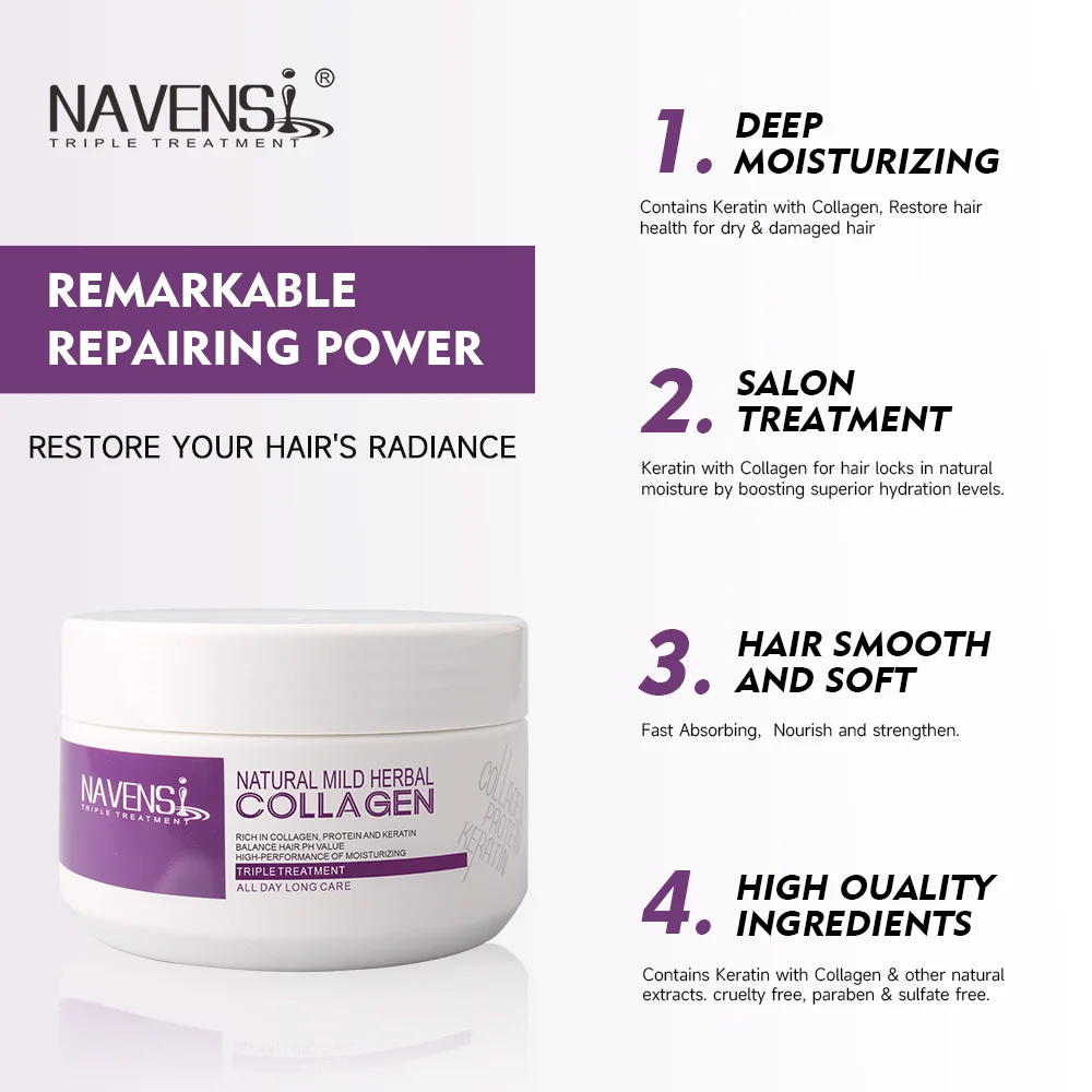 Navensi Professional Custom Made Best Natural Mild Herbal Collagen Repair Deep Moisturizing Hair Mask For All Hair Type