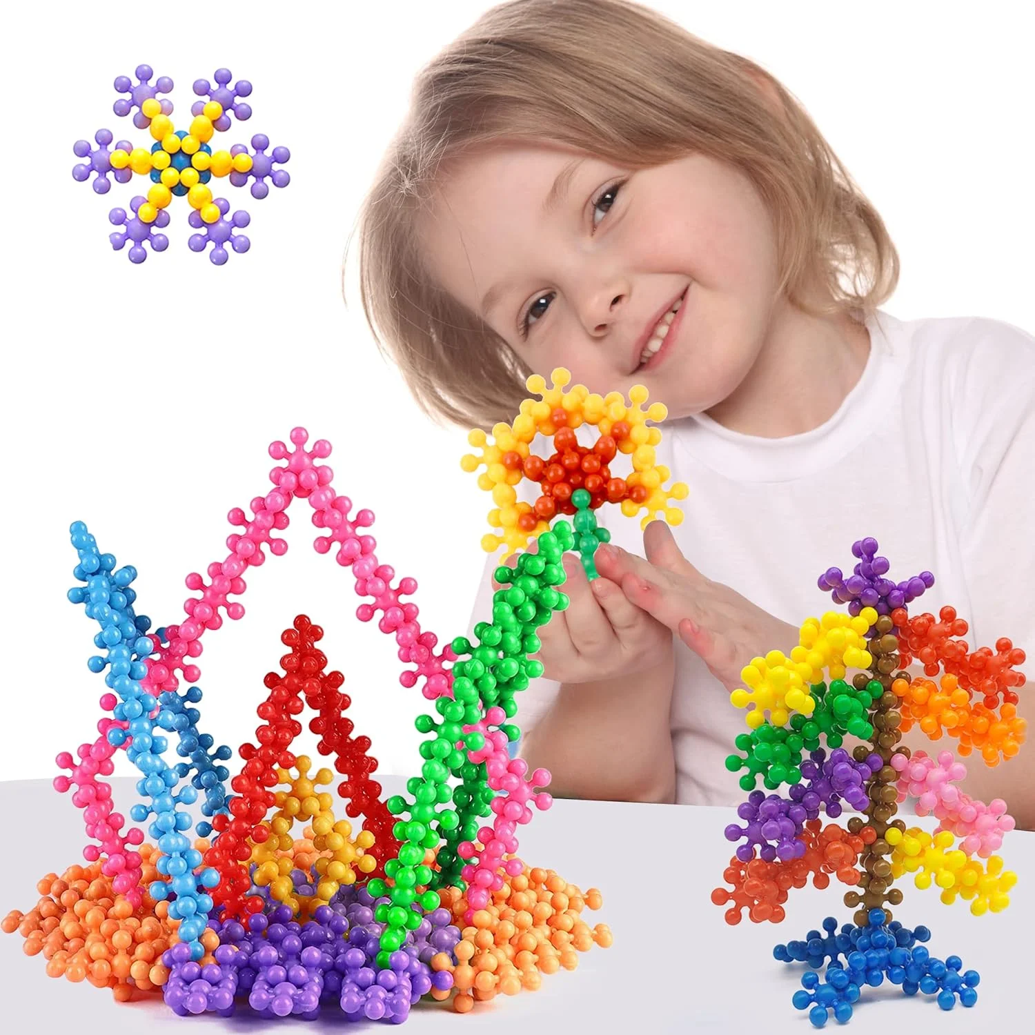 100pcs Plum Blossom 3D Flower Blocks DIY Interlocking Puzzle Plastic Construction Toys Educational Model All Packaged in Boxes