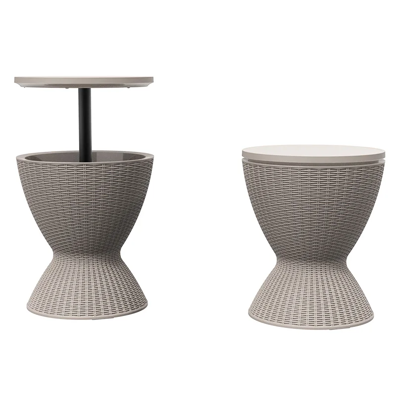 3 IN 1 Outdoor Furniture Rattan Patio Furniture Ice Bucket Cool Bar Table Storage Box