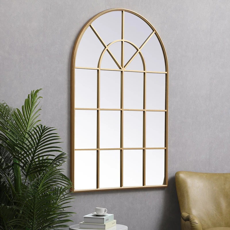 Modern Popular Window Designed Metal Framed Wall Mounted Large Mirrors for Livingroom