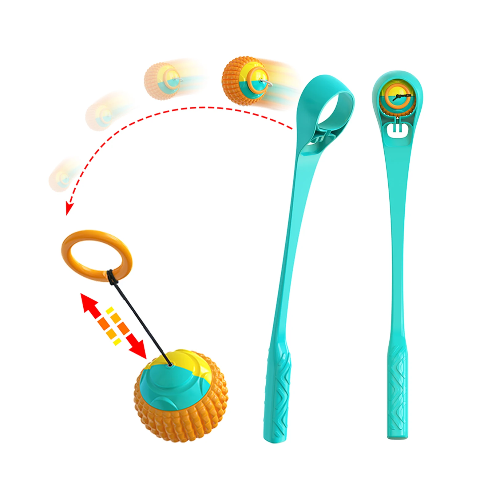 Wholesale Rope Outdoor Throwing Dog Ball Toy Ring Retractable Rope Ball Dog Toy Dog Stick Ball Launcher Interactive Chew Toy