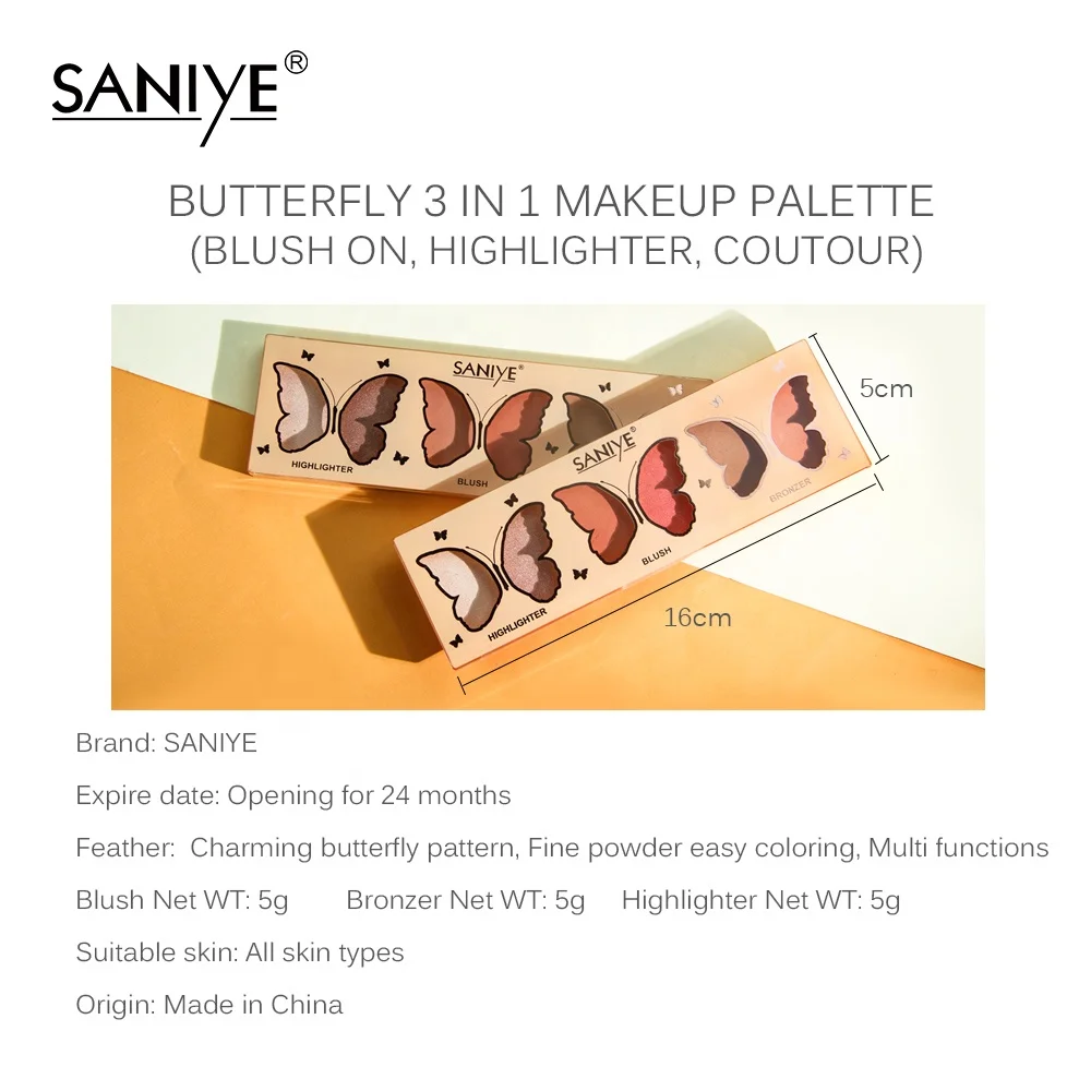 
SANIYE 3 in 1 Blush Highlight Contour Makeup Palette Wholesale Customized Face Makeup Powder 