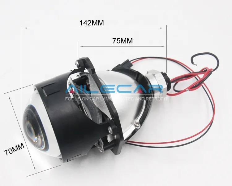AILECAR 2.5inch 40W Hi Low Beam LED Projector Lens C25 RHD / LHD Car Bi LED Projector Headlight Retrofit Lens 4400LM 6000K