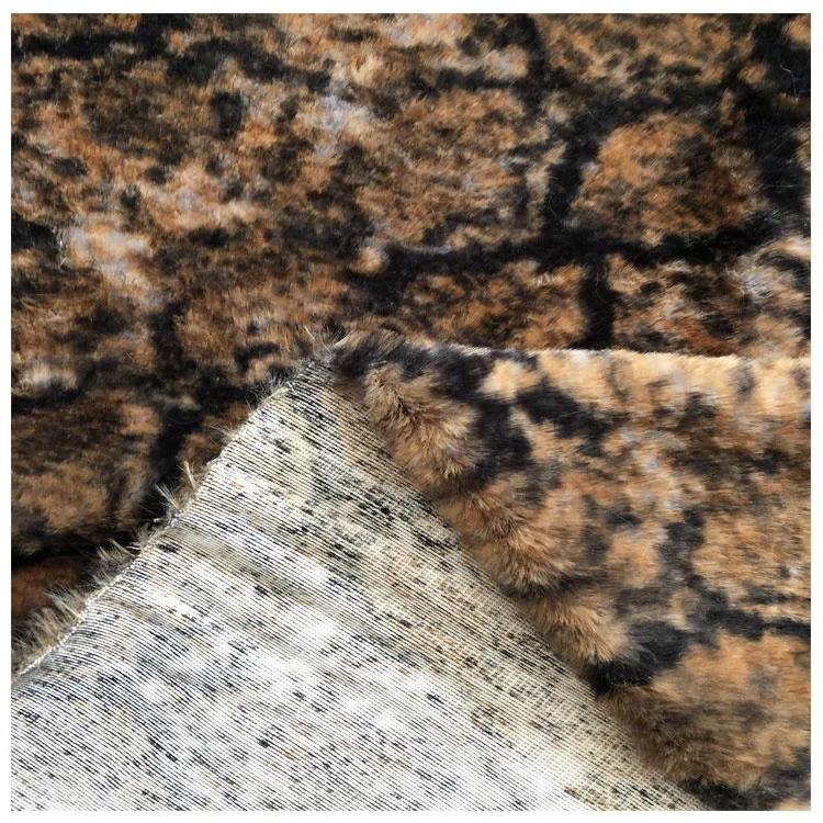  100% polyester printed faux fur fabric leopard fake hair like