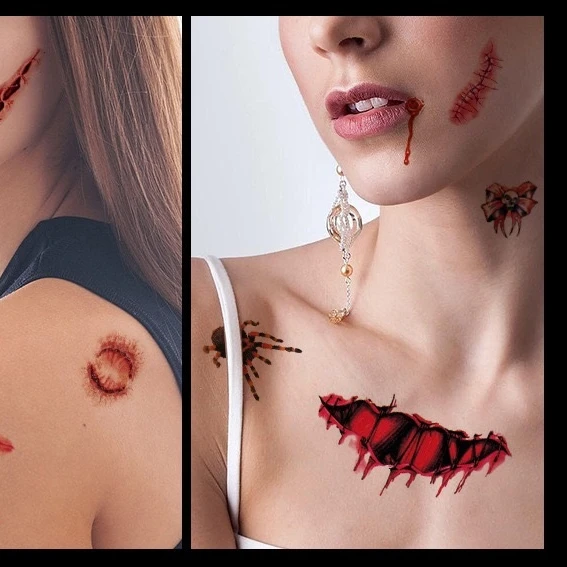  Татуировка Временная красивая девушка татуировка стикер Halloween татуировки наклейки для