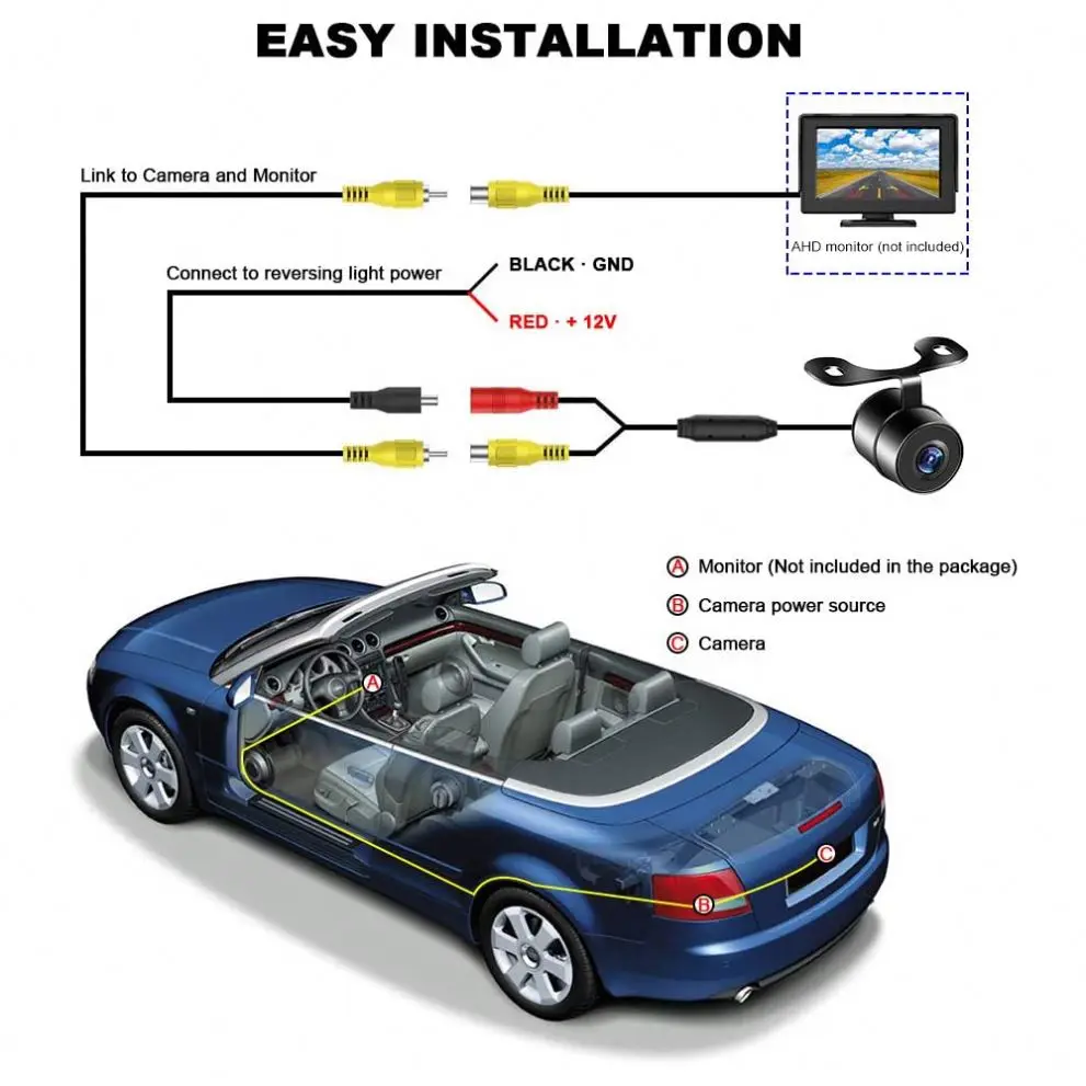 Car Vehicle AHD Rear View Reverse Camera 1000TVL 720P Reversing Camera Waterproof IP69 18.5mm HD Parking Cam For Car Radio