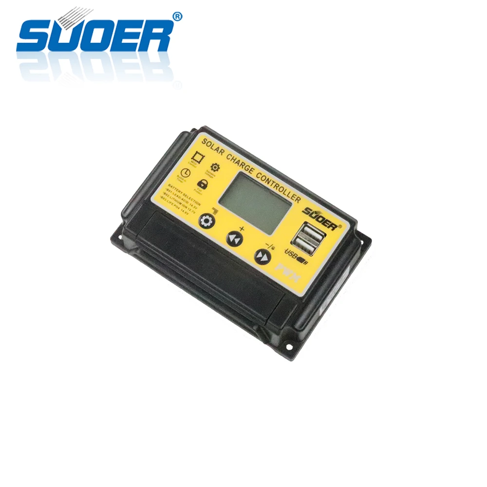 Suoer China Price 12V 24V 30A charge controller pwm solar controller
