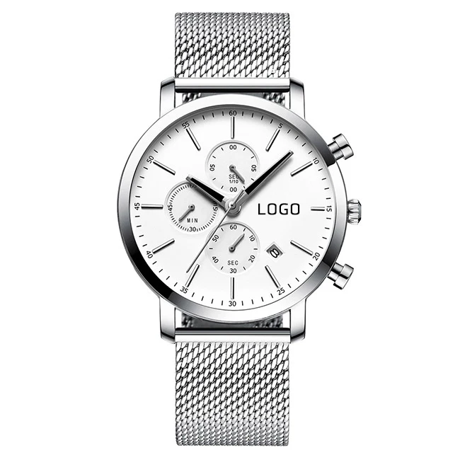 OEM custom logo The Most Popular waterproof Hottest Watch Stainless Steel Material Round Dial Wrist Classic Chronograph Watch