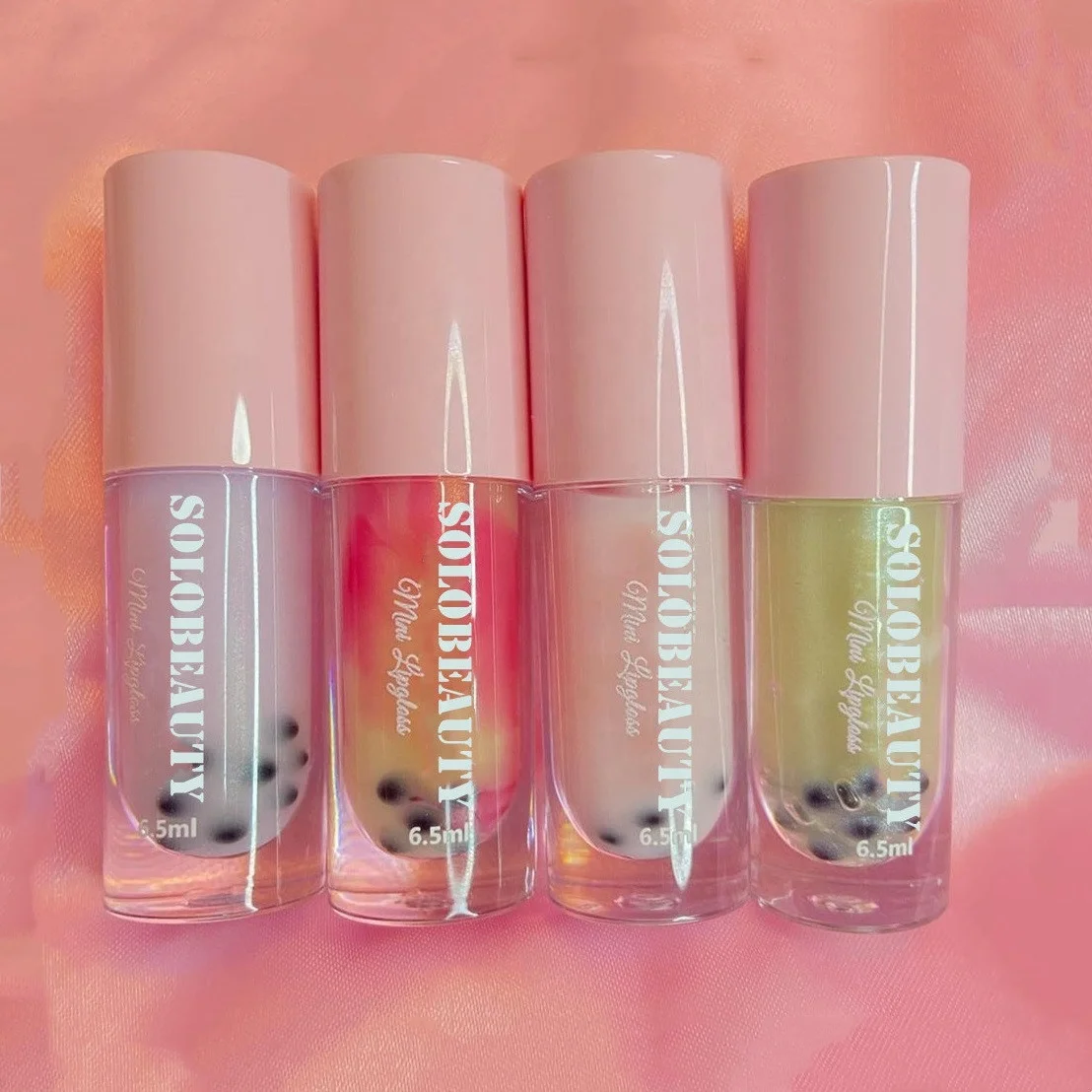 2021 Lip Gloss Base Cosmetics Natural Rose Lipstick Private Label Clear Oil Make Up Vendor Beauty Pink Boba Vegan Lipgloss