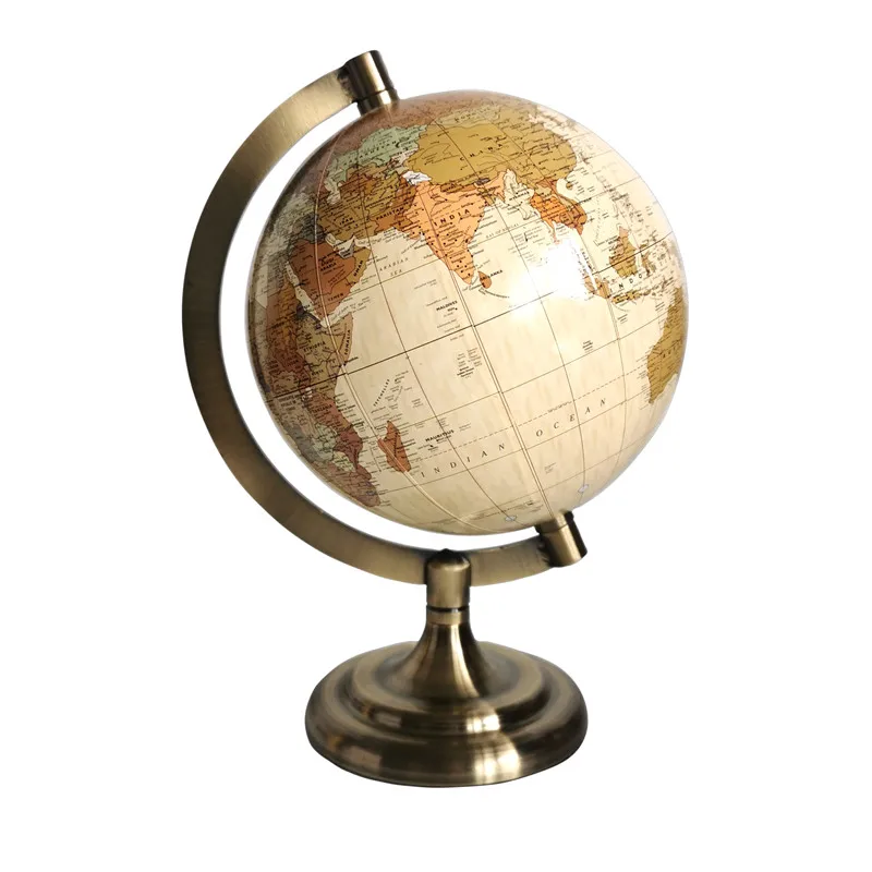 IN STOCK! Antique World Map Globe With Metal Base Vintage Home Decor Paper Globes Geography Educational