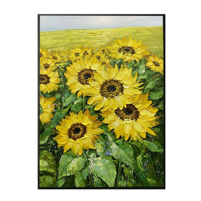 Оптовая продажа, Современная картина маслом на холсте ручной работы с абстрактными цветами, Настенная картина маслом с цветами и подсолнухами