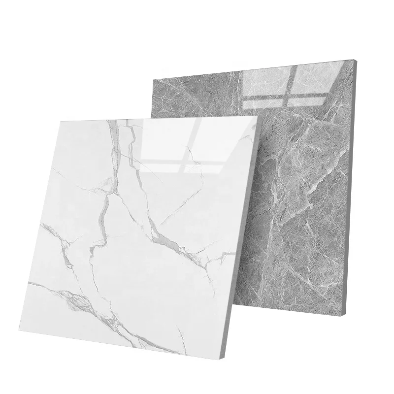 BOTON STONE Factory Cheap Chinese White Polished Ceramic Marbles Stone Flooring Designs Bathroom Tiles