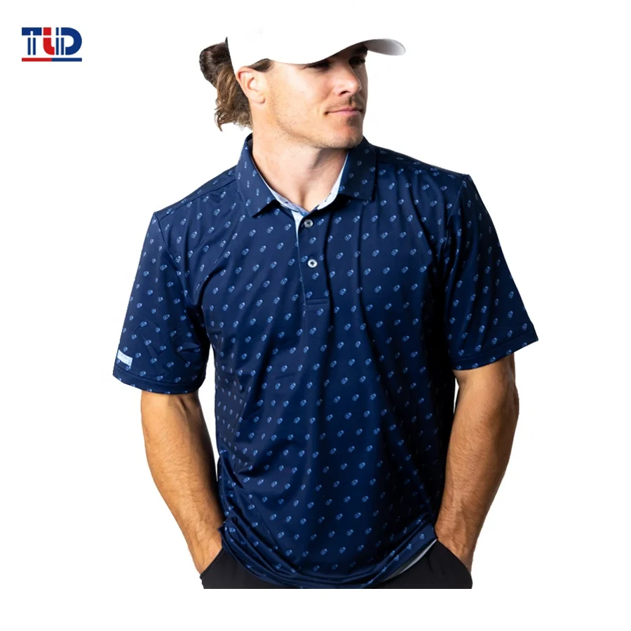 Funny print performance polo shirts sublimation printing short sleeve golf polo polyester spandex custom men golf polo shirt