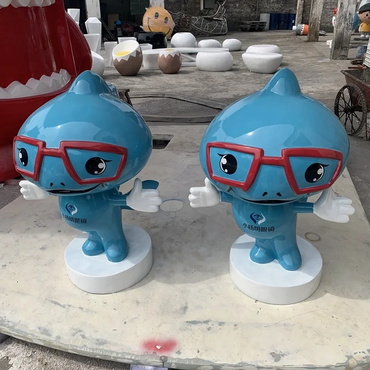 Fiberglass glasses cartoon An optical store greeting dragon cartoon Resin crafts custom factory  Outdoor animal model landscape