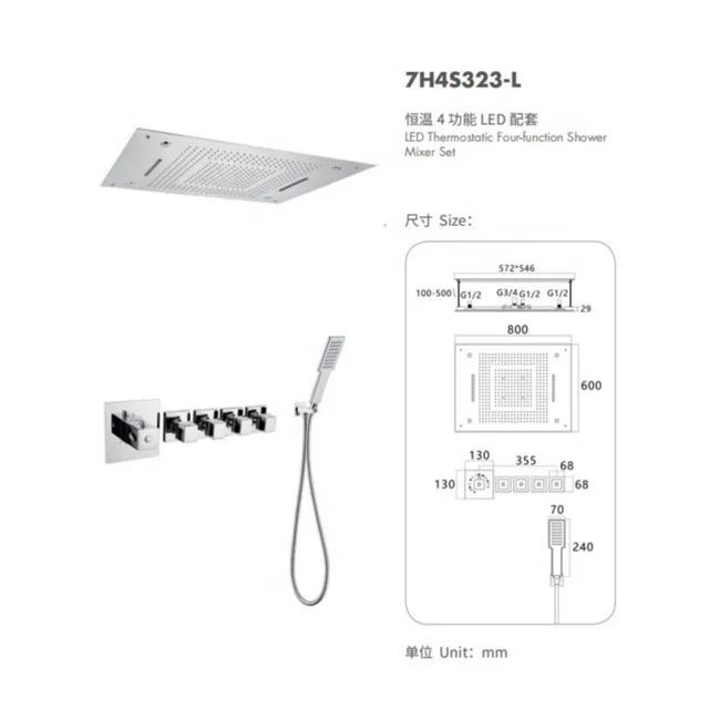 Luxury Wall Mounted Hot Cold Control Water Faucet Shower Concealed Thermostatic Mixer Valve