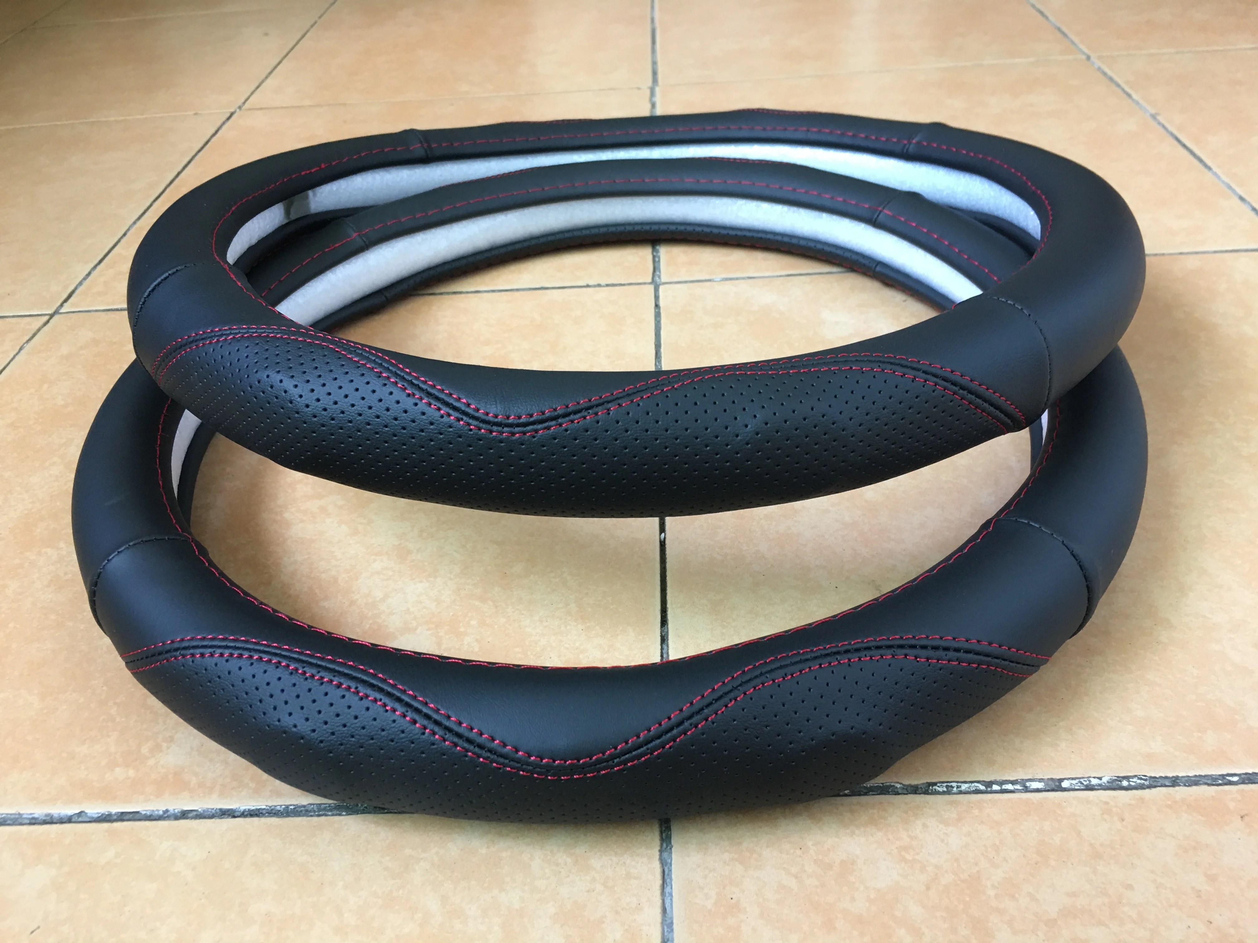 Cheap price fiber leather perforated car steering wheel covers manufacturer for toyota