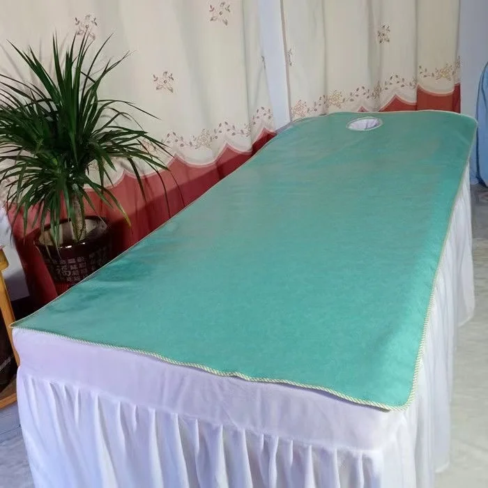 Soft  massage table bed sheet cover with hole massage fitted sheet waterproof and oil-proof, soft leather massage  sheets