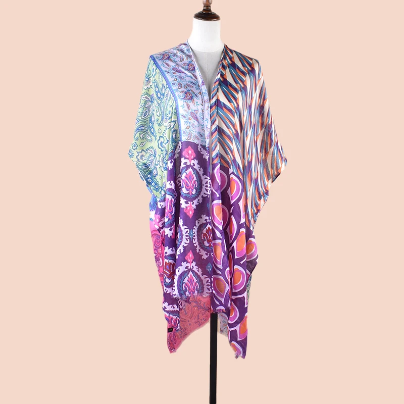 Женский тонкий кардиган солнцезащитный костюм хлопковая и льняная шаль в стиле ретро с принтом Пляжное туристическое пляжное полотенце оптовая продажа на заказ