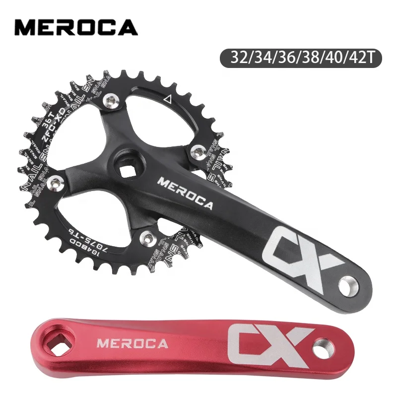 MEROCA MTB Bike Crankset Aluminum Alloy with Bottom 170mm Crank Black 104BCD 32/34/36/38/40/42T Bicycle crankset