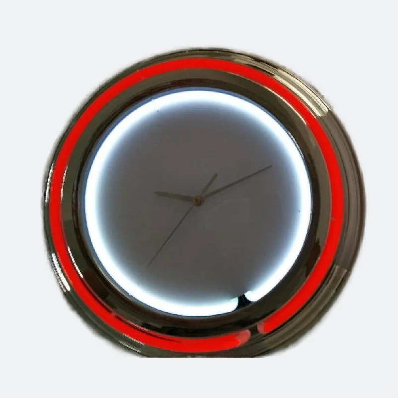 round wholesale china factory price 17 inch Plastic frame empty clock face classic design chromed  neon wall clock for home bar