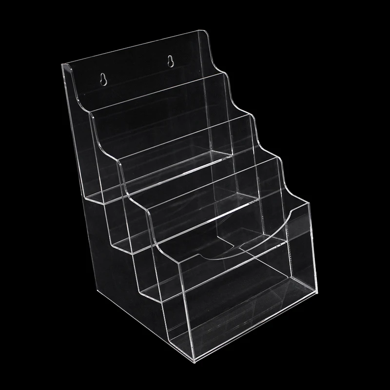 Custom 4 tiers tabletop clear acrylic  A4 brochure magazines display holder books organizer display stand