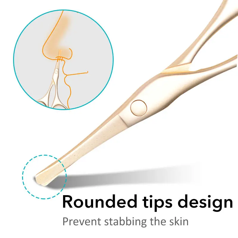 1PCS Professional Rounded Facial Nose Hair Scissors Stainless Steel Eyebrow Scissors Multifunctional Beauty Scissors