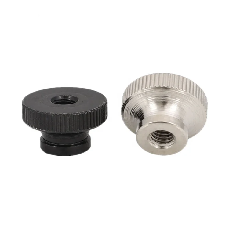 M3 M4 M5 Nickel Plated Knurled Thumb Nut with Collar Carbon Steel Hand Tighten Round Nut for 3D Printers