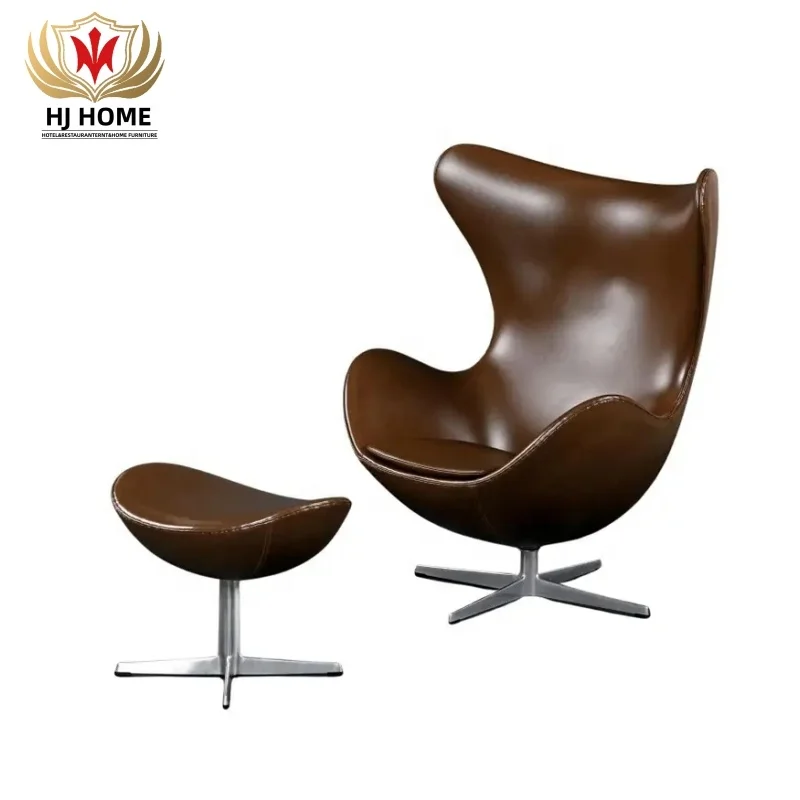 Hot Sale 1974 Original Brown Leather Arne Jacobsen for Fritz Hansen Egg Chair & Ottoman