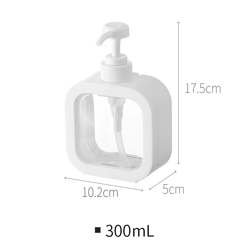 Square Clear 300ml 500ml Press Cosmetic Containers Dish Soap Dispenser PET Plastic Shampoo Lotion Hand Sanitizer Pump Bottle