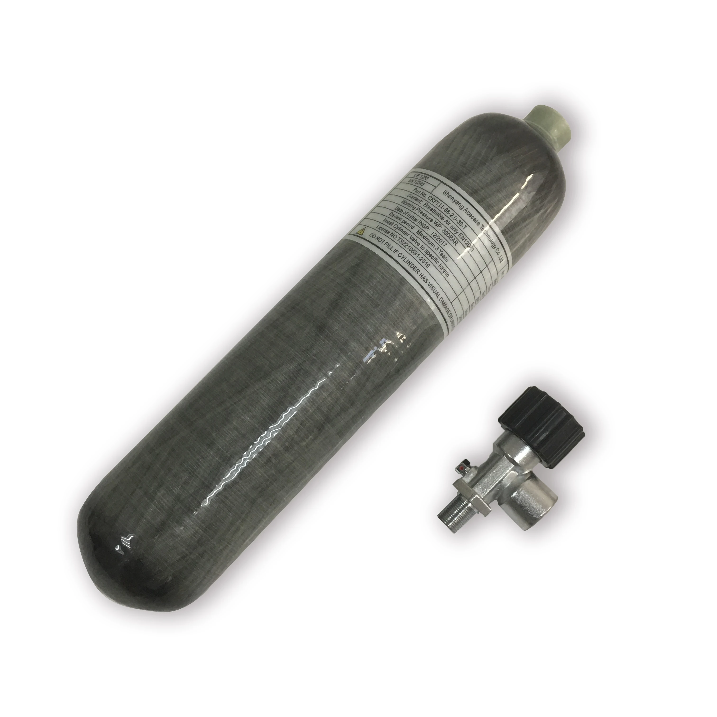  2L 30Mpa 4500psi высокого давления углеродного волокна цилиндр для подводного плавания с клапаном
