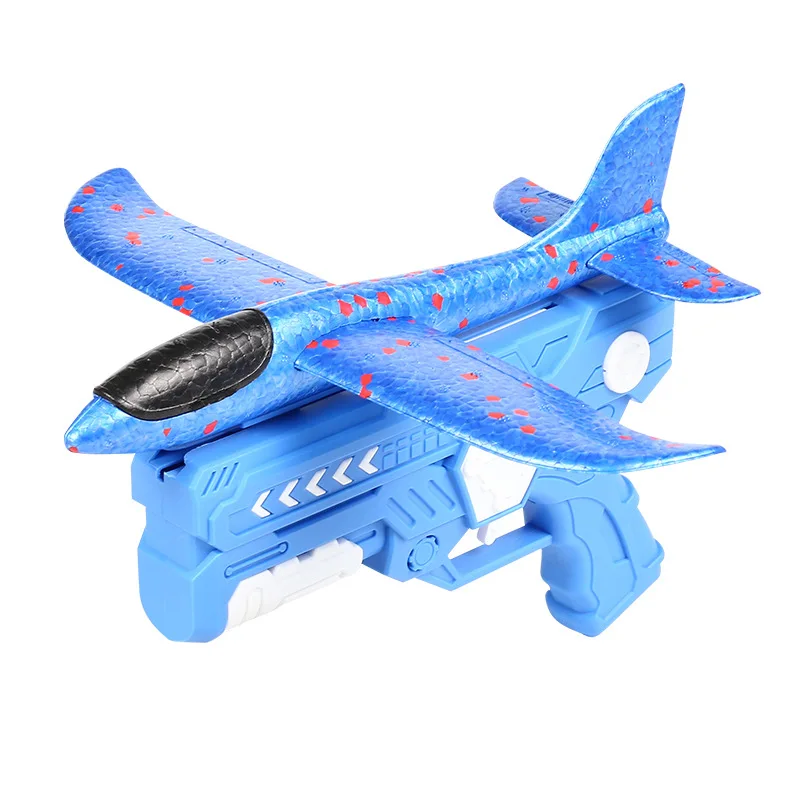 Newest Hot Sale Catapult Airplane Gun Toys Launch Plane Gun Toy Eject Flying Eva Foam Flying Gliding Plane Shooting Guns