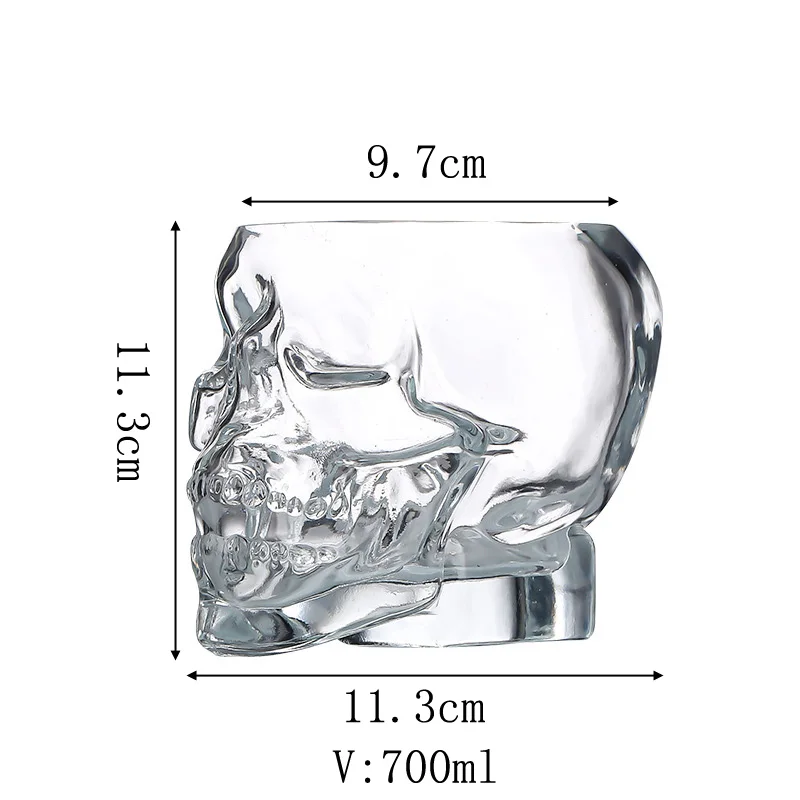 Unique Shaped 700 ml Skull Shot Glass Wine Glass Creative Cocktail Whisky Wine Glass