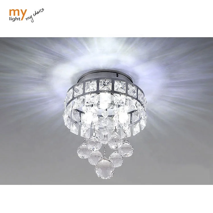 Modern Crystal Ceiling Led Lights Chrome With G4 Bulb Ceiling Light Crystal