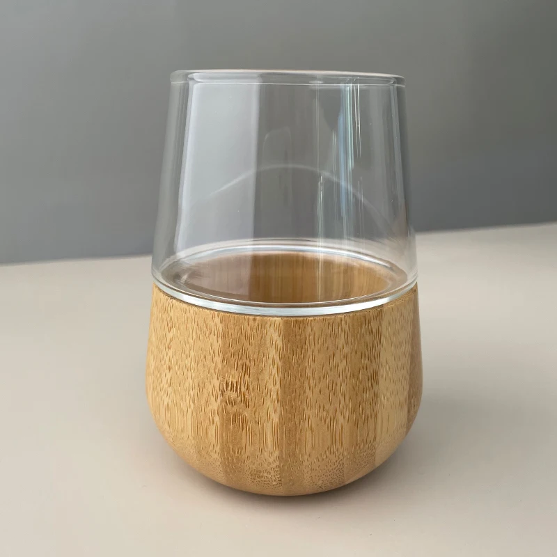 2021 small size reusable bamboo high borosilicate glass coffee mugs coffee cup accept cutom