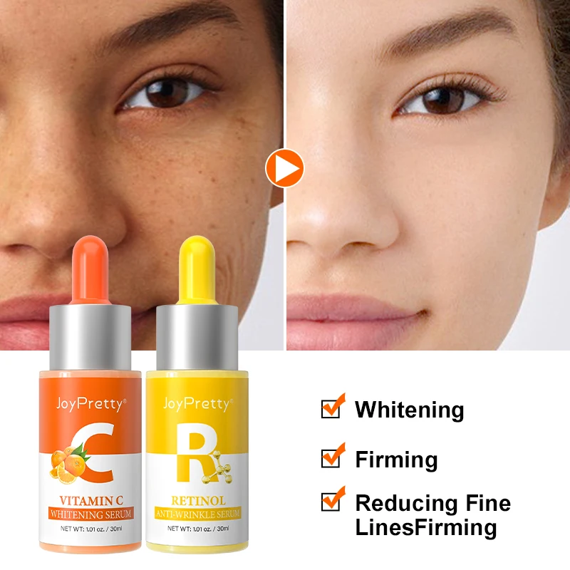 Wholesale Private Label Retinol vitamin c skin care Serum For Hydrating Wrinkles day and night whitening serum skin care set