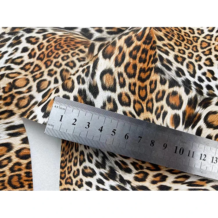 Fancy wholesale pu leopard printing synthetic leather for making shoe uppers
