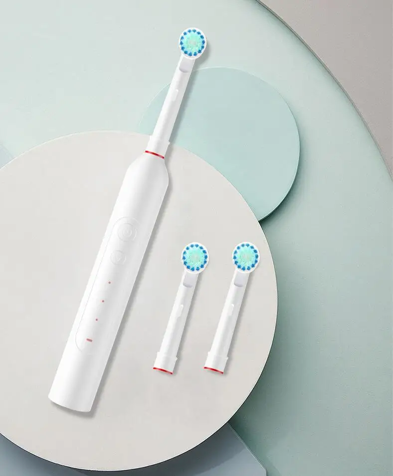 Звуковая 360 круглая электрическая зубная щетка IPX7 Водонепроницаемая перезаряжаемая вращающаяся с 2 головками