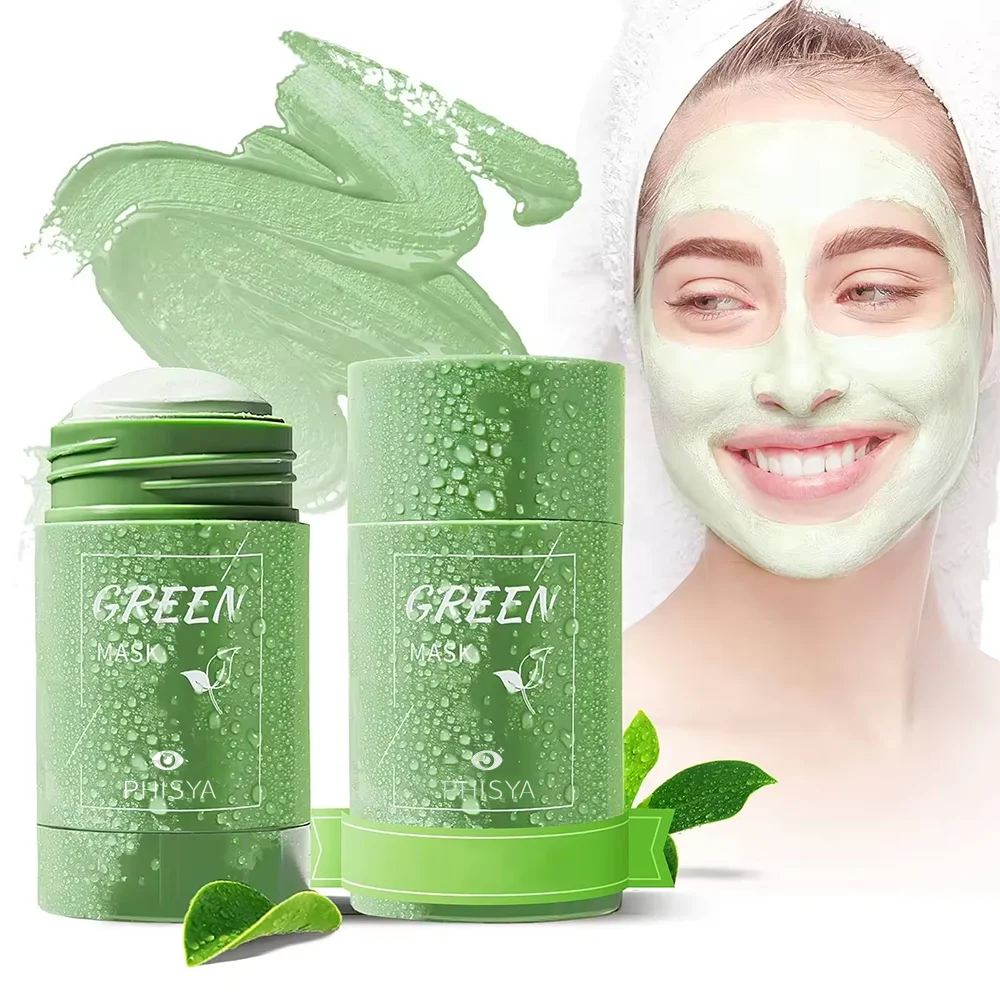 Customized Logo Green Tea Eggplant Deep Cleanse Mud Mask For Fighting Acne Pimples Makeup Removal Facial Mask Stick