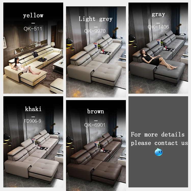 Factory customizable Good quality living room sofa set furniture modern home leather sectional sofa