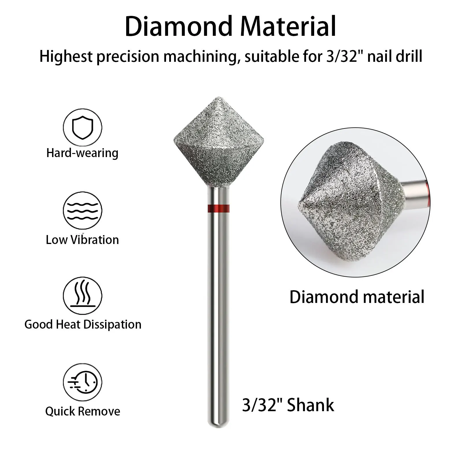 Misscheering Diamond Material Nail Drill Bits For Manicure Drill Bit Milling Cutter for Manicure Pedicure  Apparatus Manicure