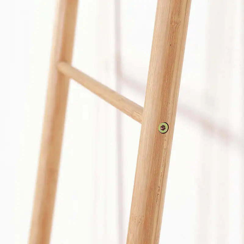 Customized simple style self-supporting bamboo towel ladder towel rack and bamboo bracket