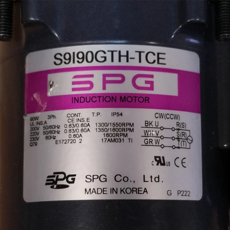 SPG original induction motor S9I90GTH plus Gear Head S9KD3B for industrial automatic