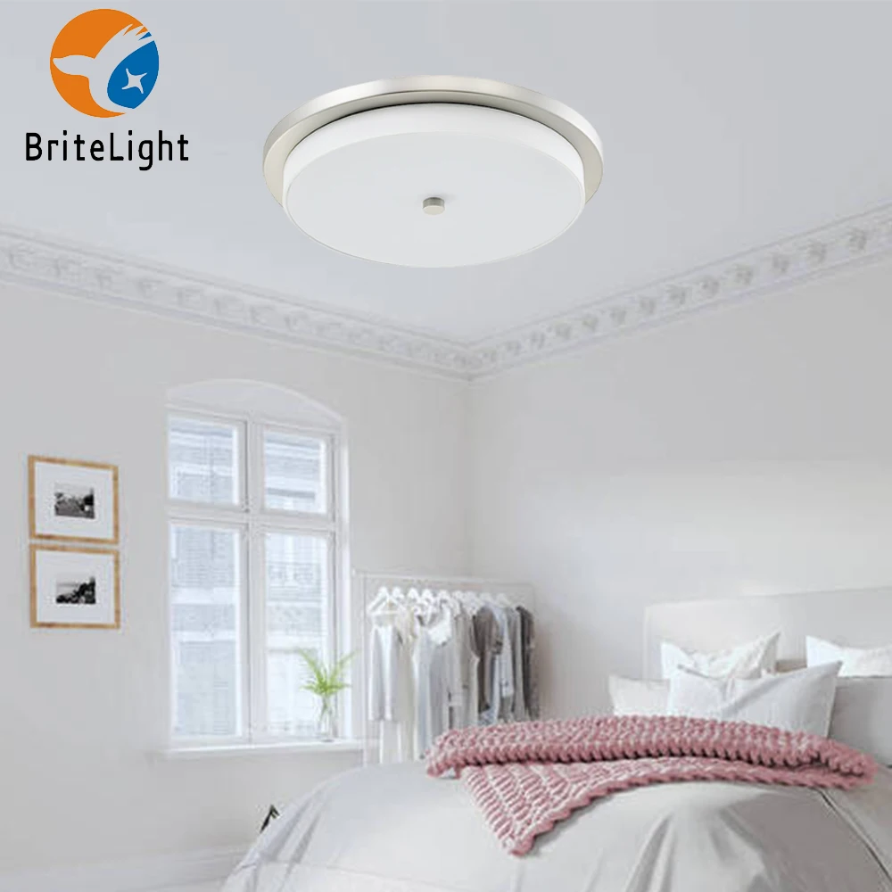 10 inch White Fabric Shade Round Surface Mounted Home  Office Modern Ceiling Light