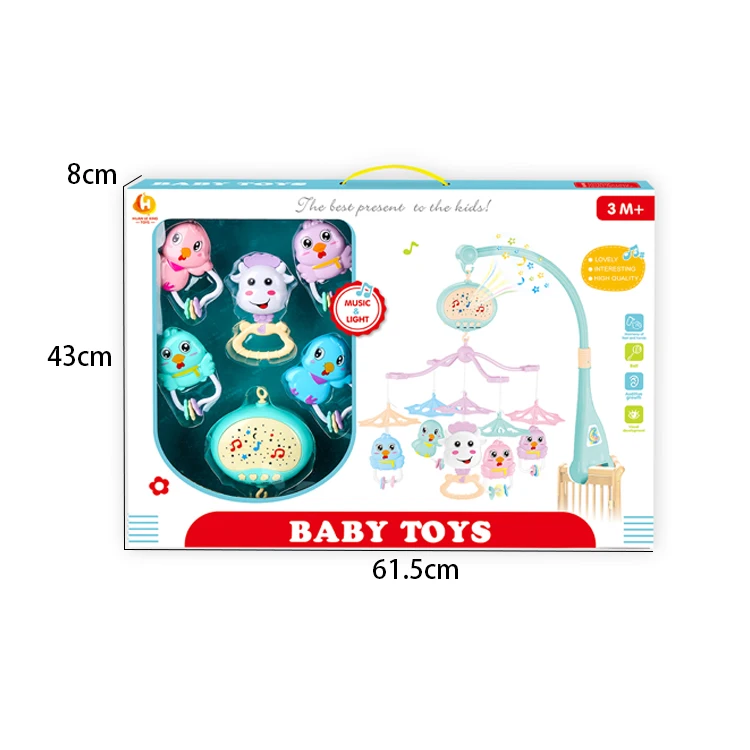 
New design infant baby bed bell comfortable sound revolving felt baby mobile with music 