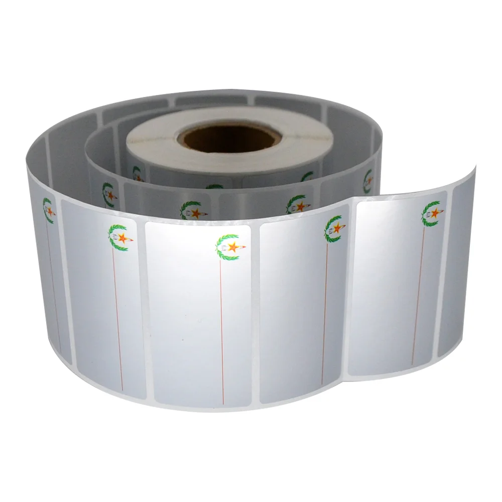 Custom pre-printed electronics sticker matte silver thermal transfer polyester round roll label