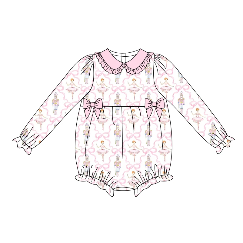 Christmas Custom Baby Girl Outfit Winter Kids Wear Scalloped Christmas Holly Cute Baby Girls Clothing Sets