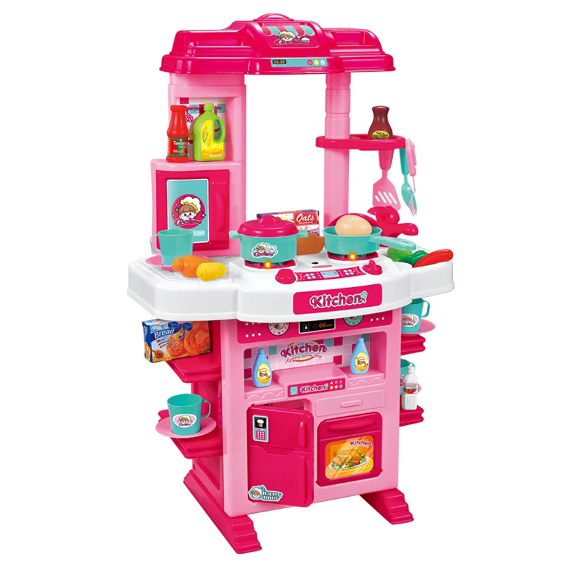 Kitchen table set toys for girls children big new style with food accessories kitchen tableware set